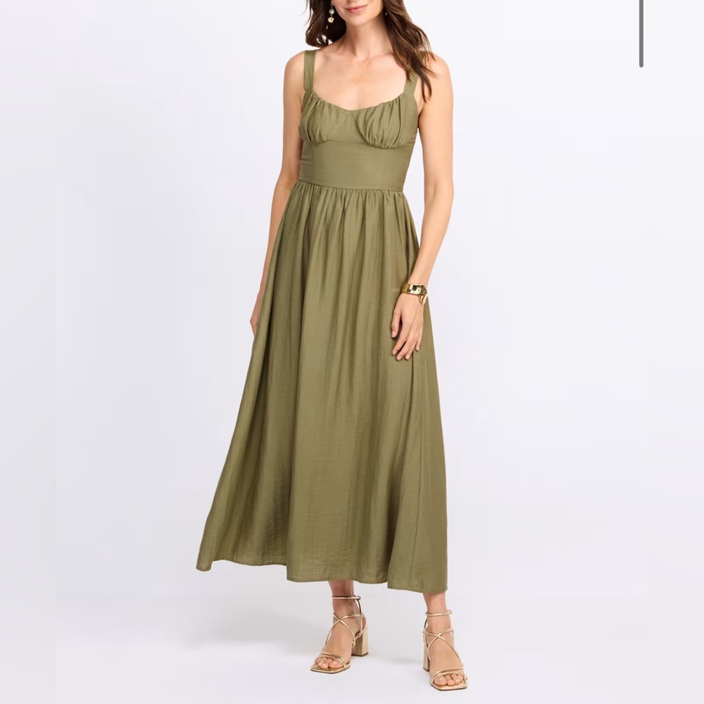 Elegant Olive Green Maxi Dress